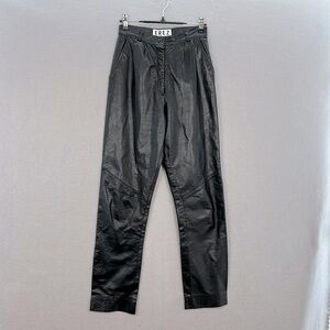 EREZ - women’s Vintage 80s black genuine‎ leather Long Pants high rise size 4